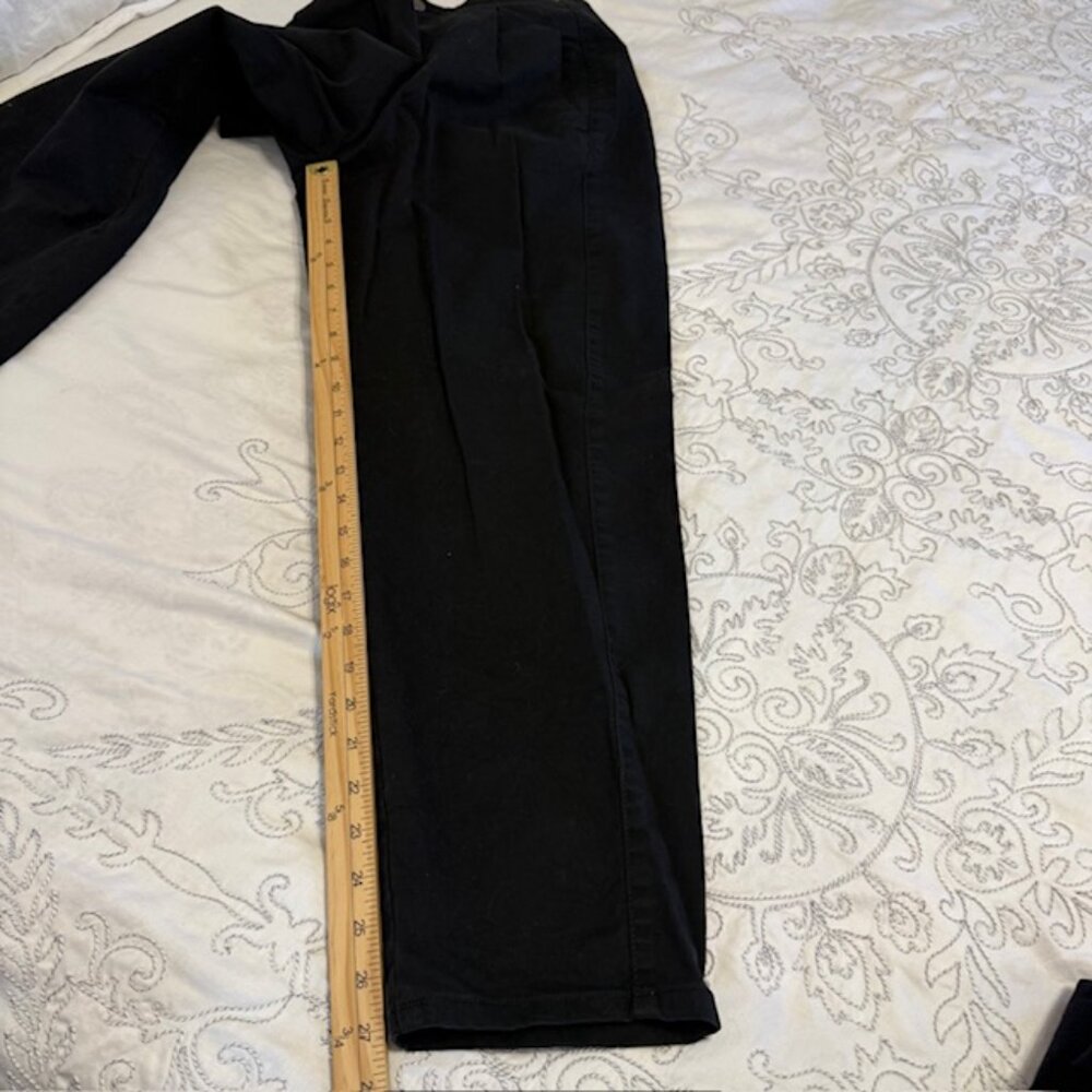 Eileen Fisher Tapered Ankle Pants w Pleats Size 10 Black Organic Cotton - Picture 8 of 9